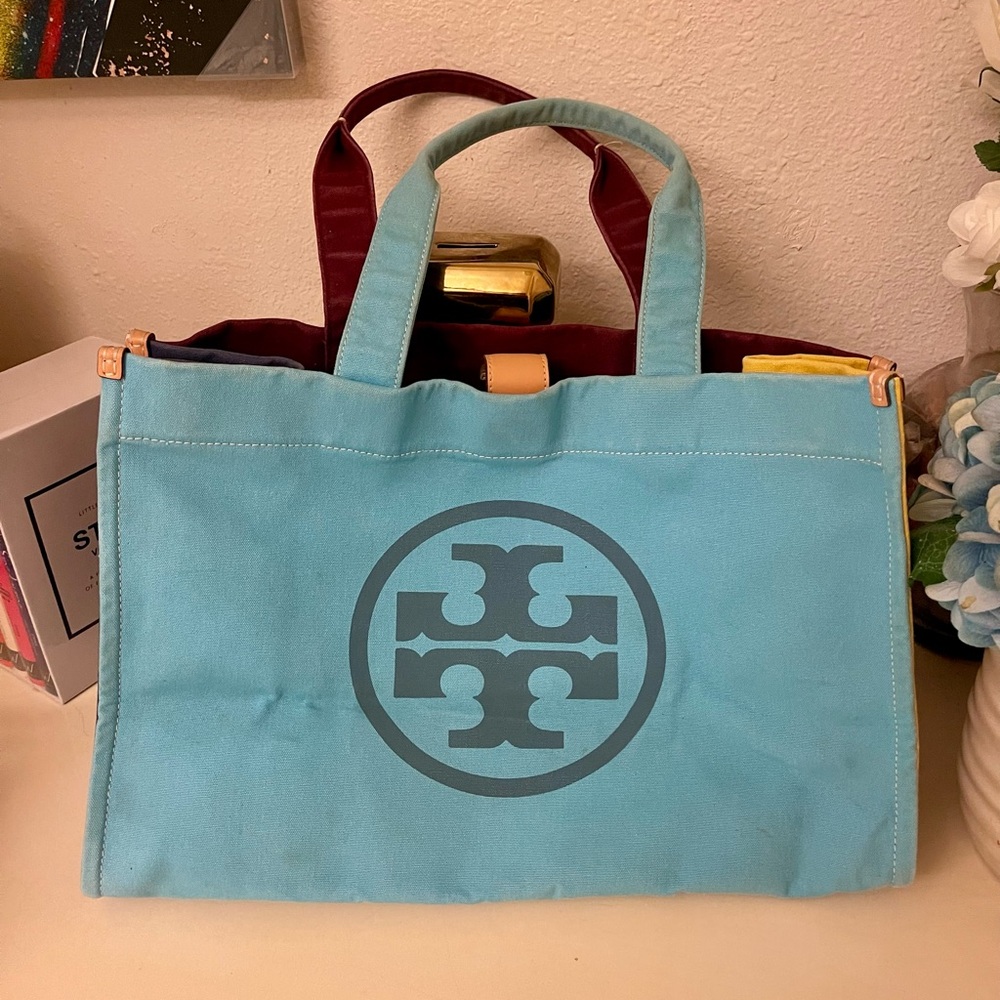Tory Burch Ella Color Block Two Tone Tote Bag